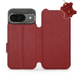 Phone Case Google Pixel 9 - Design Dark Red Leather