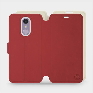 Phone Case LG Q7 - Design Dark Red with Platinum