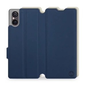 Etui Soft Touch do Sony Xperia 5 V - wzór Głęboki granat z platyną