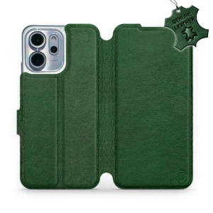 Etui ze skóry naturalnej do OPPO Reno 14 F 5G - wzór Green Leather