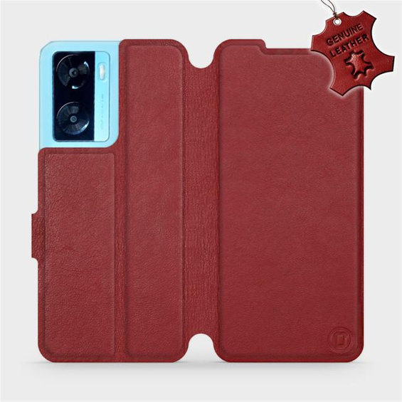 Phone Case OPPO A57S - Design Dark Red Leather