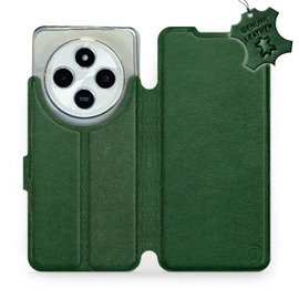 Etui ze skóry naturalnej do Xiaomi Redmi 14C - wzór Green Leather