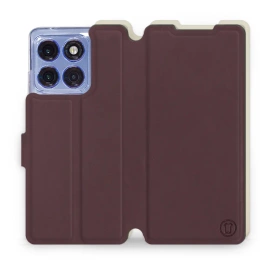 Hülle für Motorola Edge 60 Pro - Farbe Burgund mit Platin