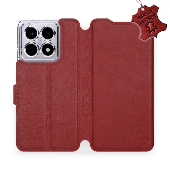 Phone Case Xiaomi 14T Pro - Design Dark Red Leather
