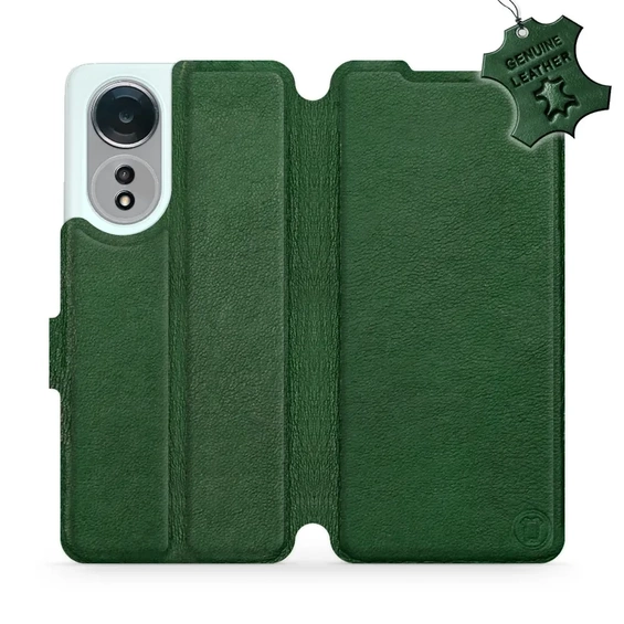 Etui ze skóry naturalnej do OPPO A58 - wzór Green Leather
