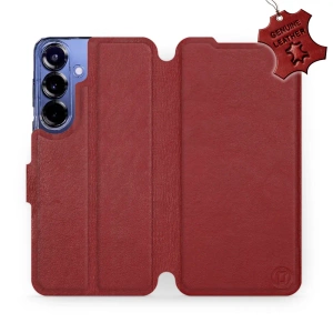 Etui ze skóry naturalnej do Samsung Galaxy S25 Plus - wzór Dark Red Leather