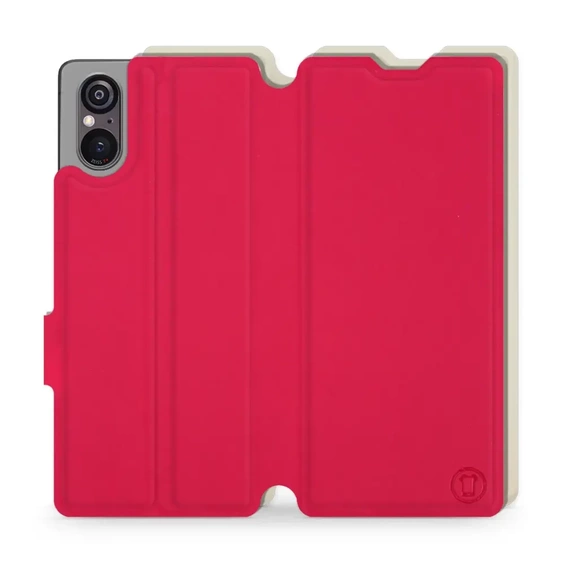 Etui Soft Touch do Sony Xperia 5 V - wzór Żywa czerwień z platyną