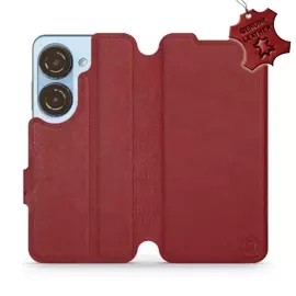 Etui ze skóry naturalnej do Asus Zenfone 10 - wzór Dark Red Leather