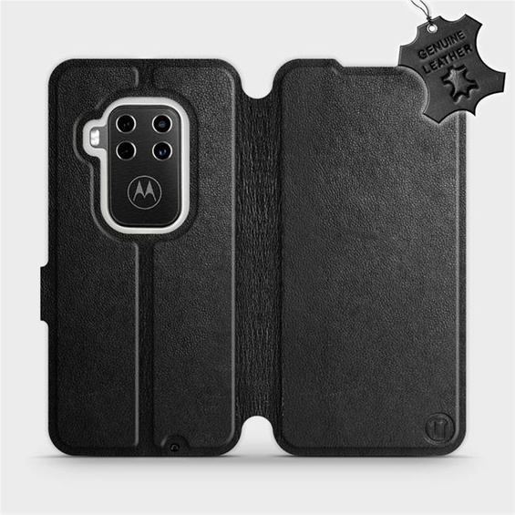 Phone Case Motorola One Zoom - Design Black Leather