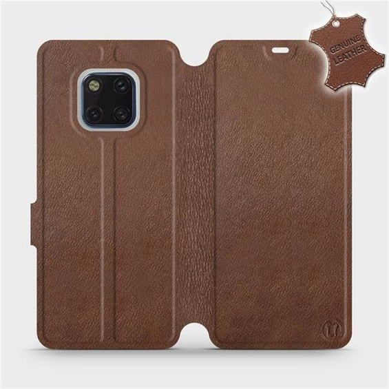 Etui ze skóry naturalnej do Huawei Mate 20 Pro - wzór Brown Leather