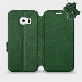 Etui ze skóry naturalnej do Samsung Galaxy S6 Edge - wzór Green Leather