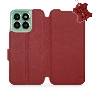 Etui ze skóry naturalnej do Huawei Honor X8b - wzór Dark Red Leather