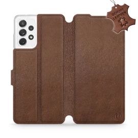 Etui ze skóry naturalnej do Samsung Galaxy A72 - wzór Brown Leather