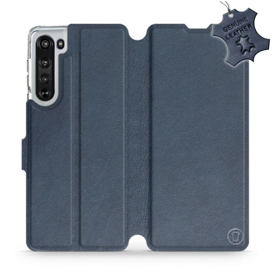 Phone Case Motorola Edge - Design Blue Leather