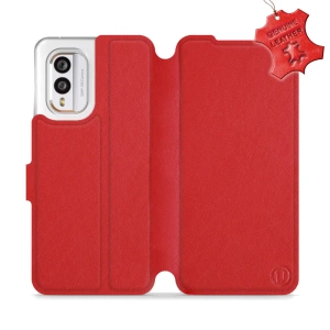 Etui ze skóry naturalnej do Nokia X30 5G - wzór Red Leather