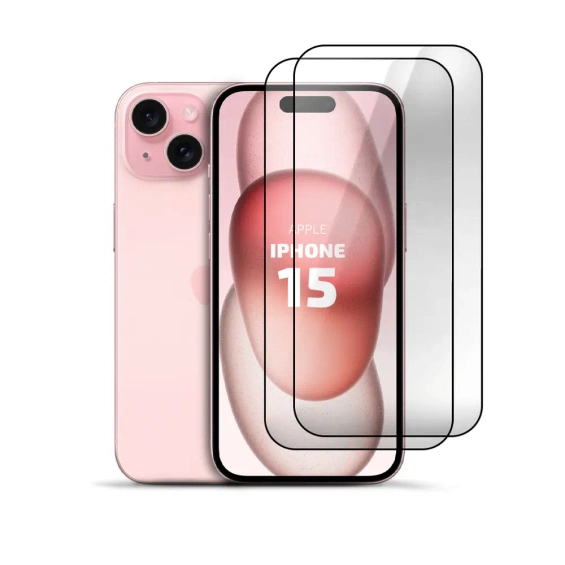 2er Set Panzerglas Clear für Apple iPhone 15