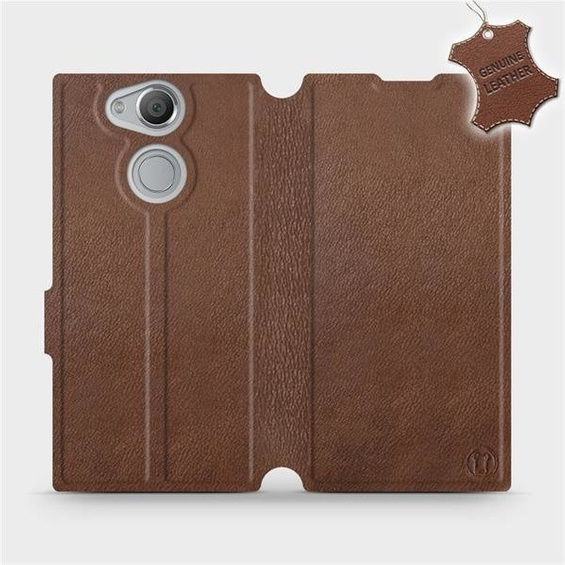 Etui ze skóry naturalnej do Sony Xperia XA2 - wzór Brown Leather