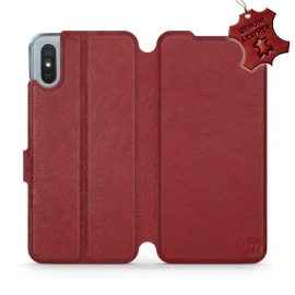 Phone Case Xiaomi Redmi 9A - Design Dark Red Leather