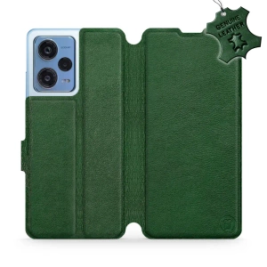 Etui ze skóry naturalnej do Xiaomi Redmi Note 12 Pro 5G - wzór Green Leather