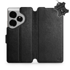 Etui ze skóry naturalnej do Realme GT 6 - wzór Black Leather