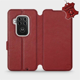 Phone Case Motorola One Zoom - Design Dark Red Leather