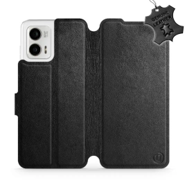 Phone Case Motorola Moto G73 5G - Design Black Leather