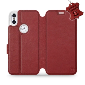 Phone Case Motorola One - Design Dark Red Leather