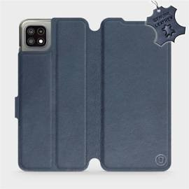 Phone Leather Case for Samsung Galaxy A22 5G - design Blue Leather