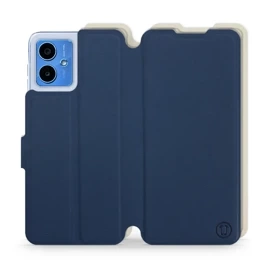 Hülle für Motorola Moto G14 - Farbe Marineblau mit Platin