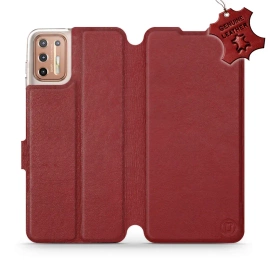 Phone Case Motorola Moto G9 Plus - Design Dark Red Leather