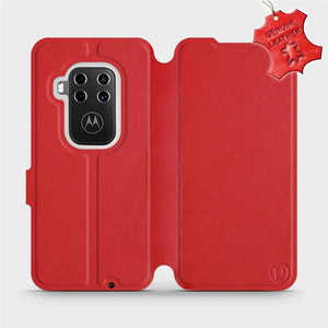 Etui ze skóry naturalnej do Motorola One Zoom - wzór Red Leather