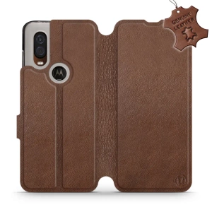 Phone Case Motorola One Vision - Design Brown Leather