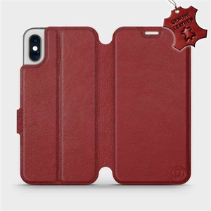 Phone Case Apple iPhone X - Design Dark Red Leather