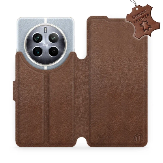 Etui ze skóry naturalnej do Realme 12 Pro 5G - wzór Brown Leather
