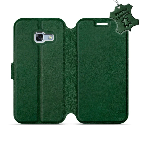 Etui ze skóry naturalnej do Samsung Galaxy A3 2017 - wzór Green Leather