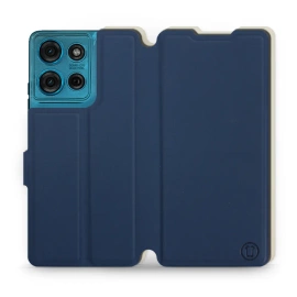 Hülle für Motorola Moto G75 5G - Farbe Marineblau mit Platin