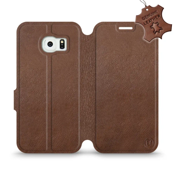 Phone Case Samsung Galaxy S6 Edge - Design Brown Leather