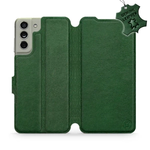 Etui ze skóry naturalnej do Samsung Galaxy S21 FE - wzór Green Leather