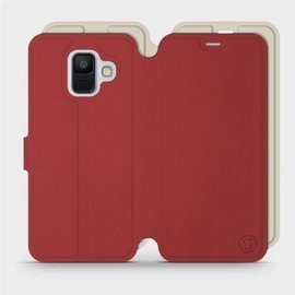 Phone Case Samsung Galaxy A6 Plus 2018 - Design Dark Red with Platinum