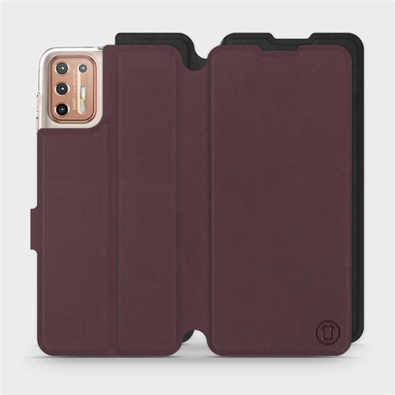 Hülle für Motorola Moto G9 Plus - Farbe Burgund mit Schwarz