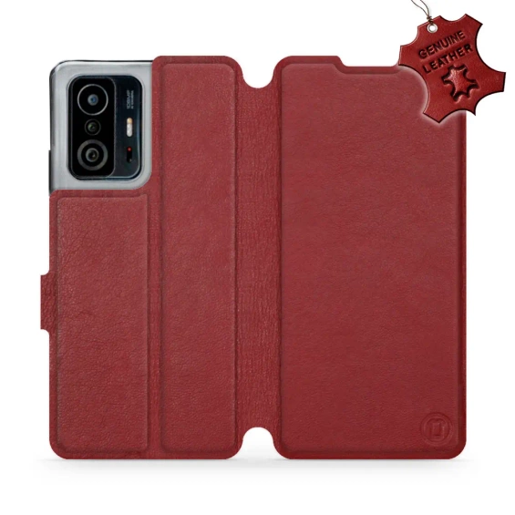 Phone Case Xiaomi 11T - Design Dark Red Leather