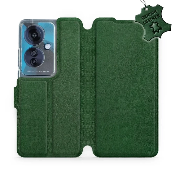 Etui ze skóry naturalnej do OPPO Reno 11F - wzór Green Leather