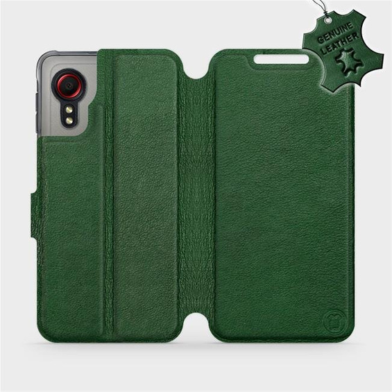 Etui ze skóry naturalnej do Samsung Galaxy Xcover 5 - wzór Green Leather