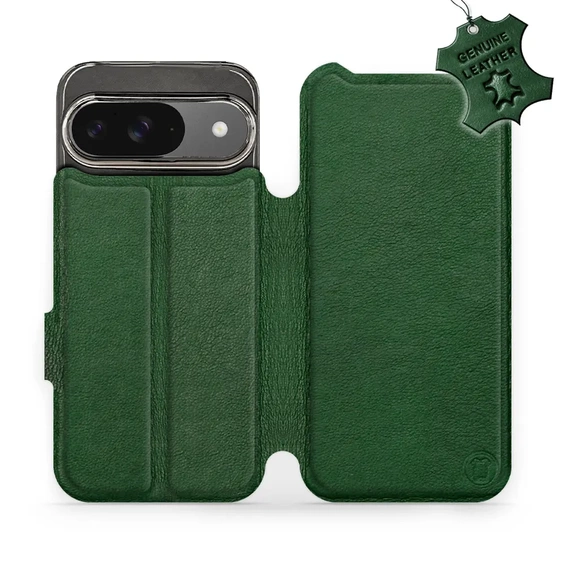 Etui ze skóry naturalnej do Google Pixel 9 - wzór Green Leather