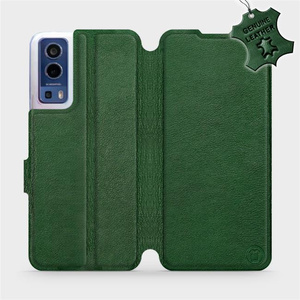 Etui ze skóry naturalnej do Vivo Y52 5G - wzór Green Leather