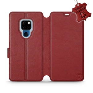 Etui ze skóry naturalnej do Huawei Mate 20 - wzór Dark Red Leather