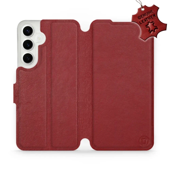 Etui ze skóry naturalnej do Samsung Galaxy S24 Plus - wzór Dark Red Leather