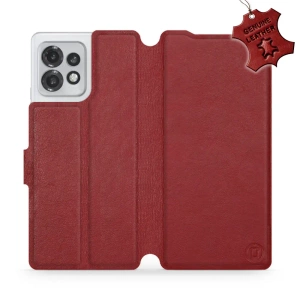 Phone Case Motorola Edge 40 Pro - Design Dark Red Leather