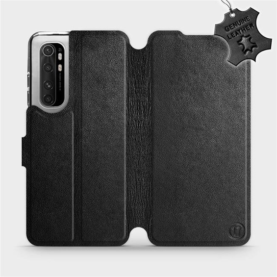 Etui ze skóry naturalnej do Xiaomi Mi Note 10 Lite - wzór Black Leather