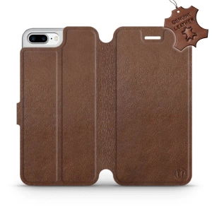 Etui ze skóry naturalnej do Apple iPhone 8 Plus - wzór Brown Leather